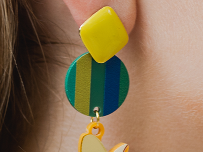 Earring w/ Plexi Acrylic Leaf & Banana - Nikolis Group